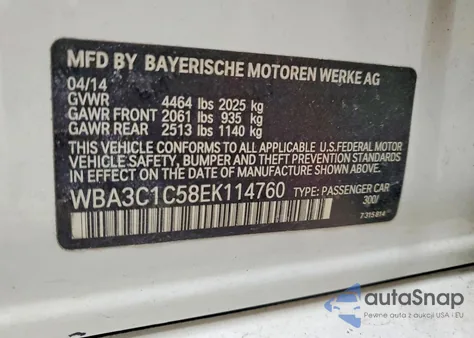 2014 BMW 328 I Sulev from USA, damaged, VIN WBA3C1C58EK114760